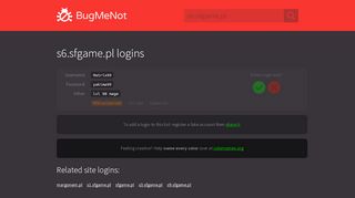 
                            5. s6.sfgame.pl passwords - BugMeNot