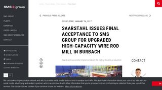 
                            4. Saarstahl issues final acceptance to SMS group for upgraded ...