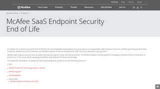 
                            1. SaaS Endpoint Security security End of Life - mcafee.com
