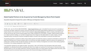 
                            4. Sabal Capital Partners to be Acquired by Funds Managed by ...
