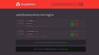 
                            8. safaribooksonline.com passwords - BugMeNot
