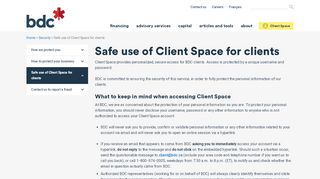 
                            4. Safe use of Client Space – Security | BDC.ca