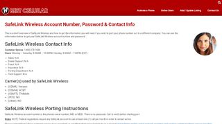 
                            6. SafeLink Wireless Account Number, Password & Contact Info