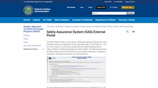 
                            1. Safety Assurance System (SAS) External Portal - FAA