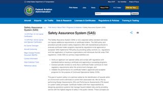 
                            2. Safety Assurance System (SAS) - FAA