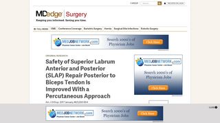 
                            4. Safety of Superior Labrum Anterior and Posterior (SLAP) - MDedge