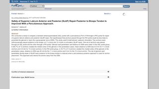 
                            7. Safety of Superior Labrum Anterior and Posterior (SLAP ... - NCBI