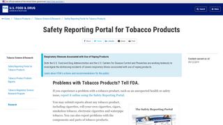 
                            1. Safety Reporting Portal for Tobacco Products | FDA
