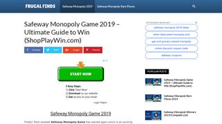 
                            5. Safeway Monopoly Game 2019 (ShopPlayWin.com)