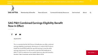 
                            9. SAG P&H Combined Earnings Eligibility Benefit Now In Effect - sag-aftra