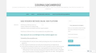 
                            3. SAGE Research Methods Online: new platform – ejournals ...