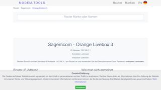 
                            1. Sagemcom Orange Livebox 3 Standard-Router-Login und Passwort