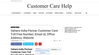 
                            8. Sahara India Parivar Customer Care Toll Free Number, …