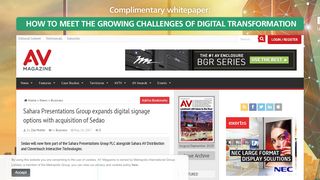 
                            8. Sahara Presentations Group expands digital signage options ...