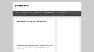 
                            7. sainsbury’s groceries online login – Sainsbury's