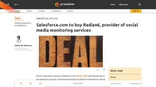 
                            7. Salesforce.com to buy Radian6, provider of social media ...