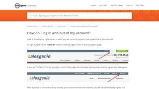 
                            5. Salesgenie — How do I log in and out of my account?