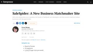 
                            4. SaleSpider: A New Business Matchmaker Site - Entrepreneur