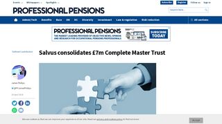 
                            5. Salvus consolidates £7m Complete Master Trust - Professional Pensions