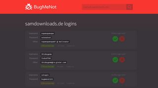 
                            7. samdownloads.de passwords - BugMeNot