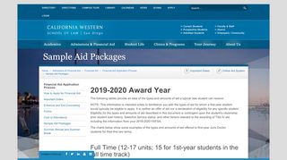 
                            8. Sample Aid Packages - Financial Aid - California Western School of Law