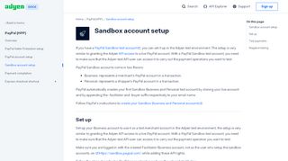 
                            5. Sandbox account setup | Adyen Docs