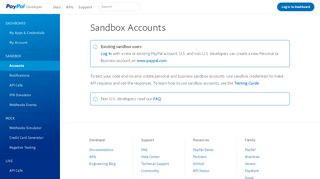 
                            8. Sandbox accounts - PayPal Developer