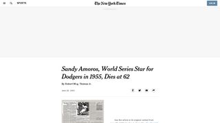 
                            2. Sandy Amoros, World Series Star for Dodgers in 1955, Dies at ...