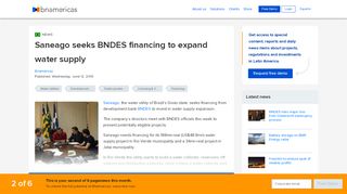 
                            8. Saneago seeks BNDES financing to expand water supply ...