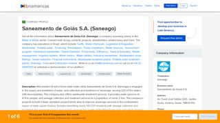 
                            1. Saneamento de Goiás S.A. (Saneago) - BNamericas