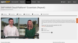 
                            9. SAP HANA Cloud Platform* Essentials (Repeat) | openSAP