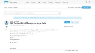 
                            7. SAP Teched 2018 My Agenda login fails - SAP Q&A - SAP Answers