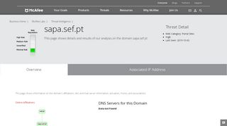 
                            5. sapa.sef.pt - Domain - McAfee Labs Threat Center