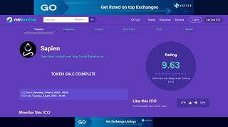 
                            8. Sapien ICO | Take back control over your Social …