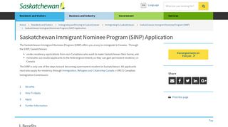 
                            2. Saskatchewan Immigrant Nominee Program (SINP ...