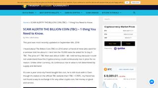 
                            7. SCAM ALERT!!! THE BILLION COIN (TBC) – 1 thing …