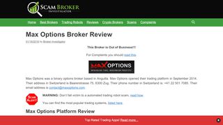 
                            1. Scam Broker Investigator • Max Options Broker Review