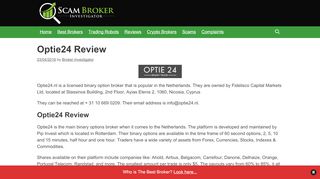 
                            1. Scam Broker Investigator • Optie24 Review