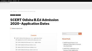 
                            9. SCERT Odisha B.Ed Admission 2019-20~Application Dates