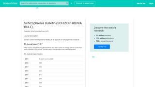 
                            8. Schizophrenia Bulletin | RG Journal Impact Rankings 2017 and 2018