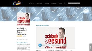 
                            4. schlank + gesund mit Patric Heizmann | Listen via Stitcher for ...