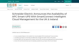 
                            5. Schneider Electric Announces the Availability of APC Smart-UPS With ...