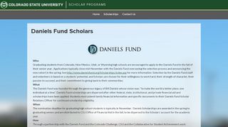 
                            5. Scholar Programs Daniels Fund Scholars - Colorado State University