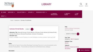 
                            1. Scholars Portal Books | McMaster University Library