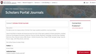 
                            10. Scholars Portal Journals | MacOdrum Library
