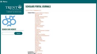 
                            5. Scholars Portal Journals | Trent University Library