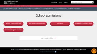 
                            2. School admissions | Manchester City Council