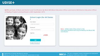 
                            9. School Login (for All States ) - UDISE