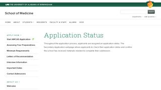
                            1. School of Medicine - Application Status - UAB