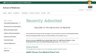 
                            5. School of Medicine - Recently Admitted - UAB